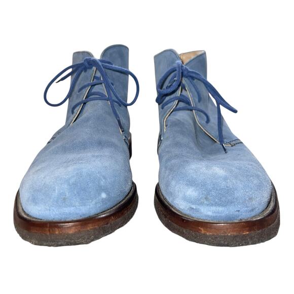 Chukka Boots Blue Suede Italian Leather Gumshoe Sole - Picture 3 of 11